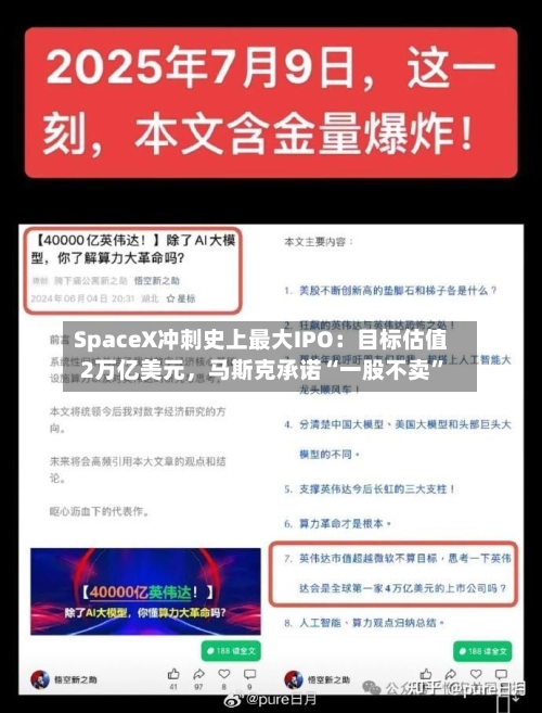 SpaceX冲刺史上最大IPO：目标估值2万亿美元，马斯克承诺“一股不卖”-第2张图片