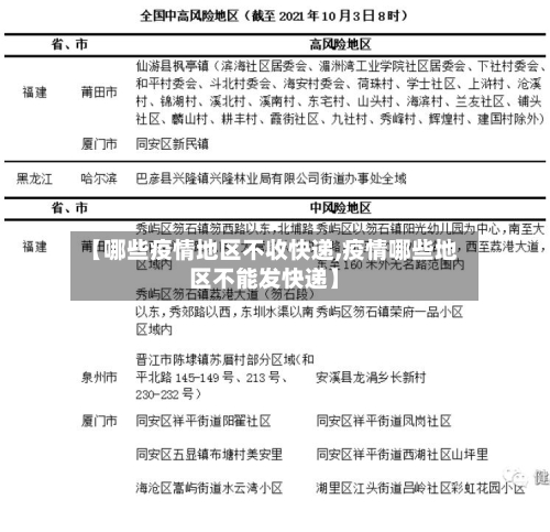 【哪些疫情地区不收快递,疫情哪些地区不能发快递】